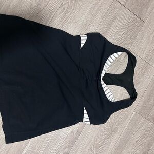 lululemon athletica Black Tank Top with White Stripe Detail